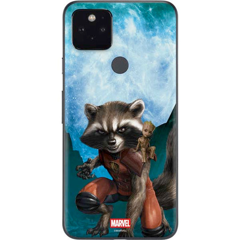 Marvel Rocket and Baby Groot Cosmic Bond Google Pixel 5 Skin